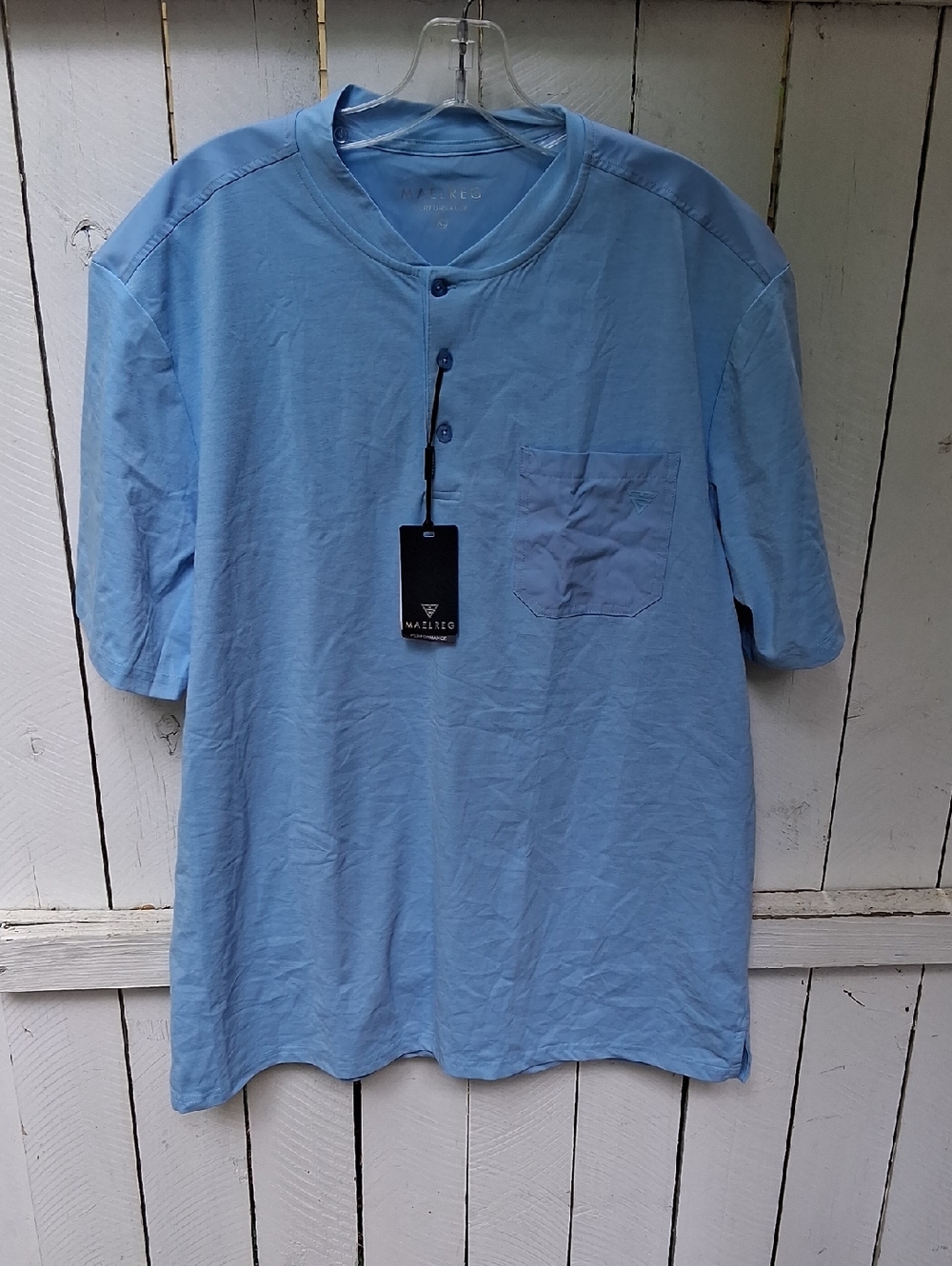 Men's Sky Blue Short-Sleeve  Pocket Shirt [NEW]